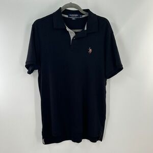 US Polo Assn Mens Luxury Feel Black Polo Shirt Short Sleeve Cotton M Embroidered